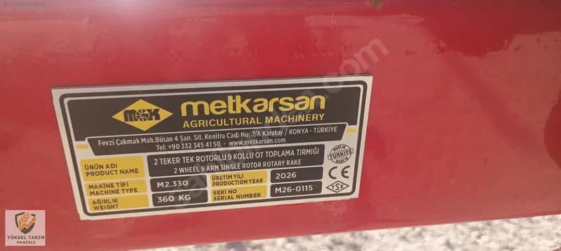 Metkarsan 9 Kollu Ot Toplama Helikopteri Yüksel Tarımdan 8