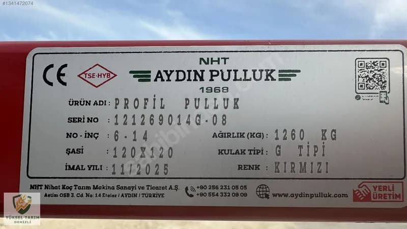 Aydın Hidrolik İnç Ayarlı 6'lı 14 Numara Profil Şase Pulluk 15