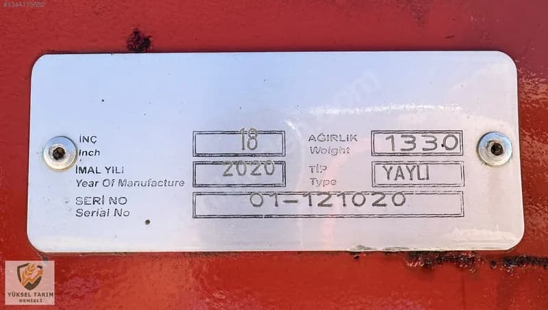 Aydın 5 Li 18 No Otomtk. Hidrolik İnç Ayarlı Pulluk Yüksel Tarım 12